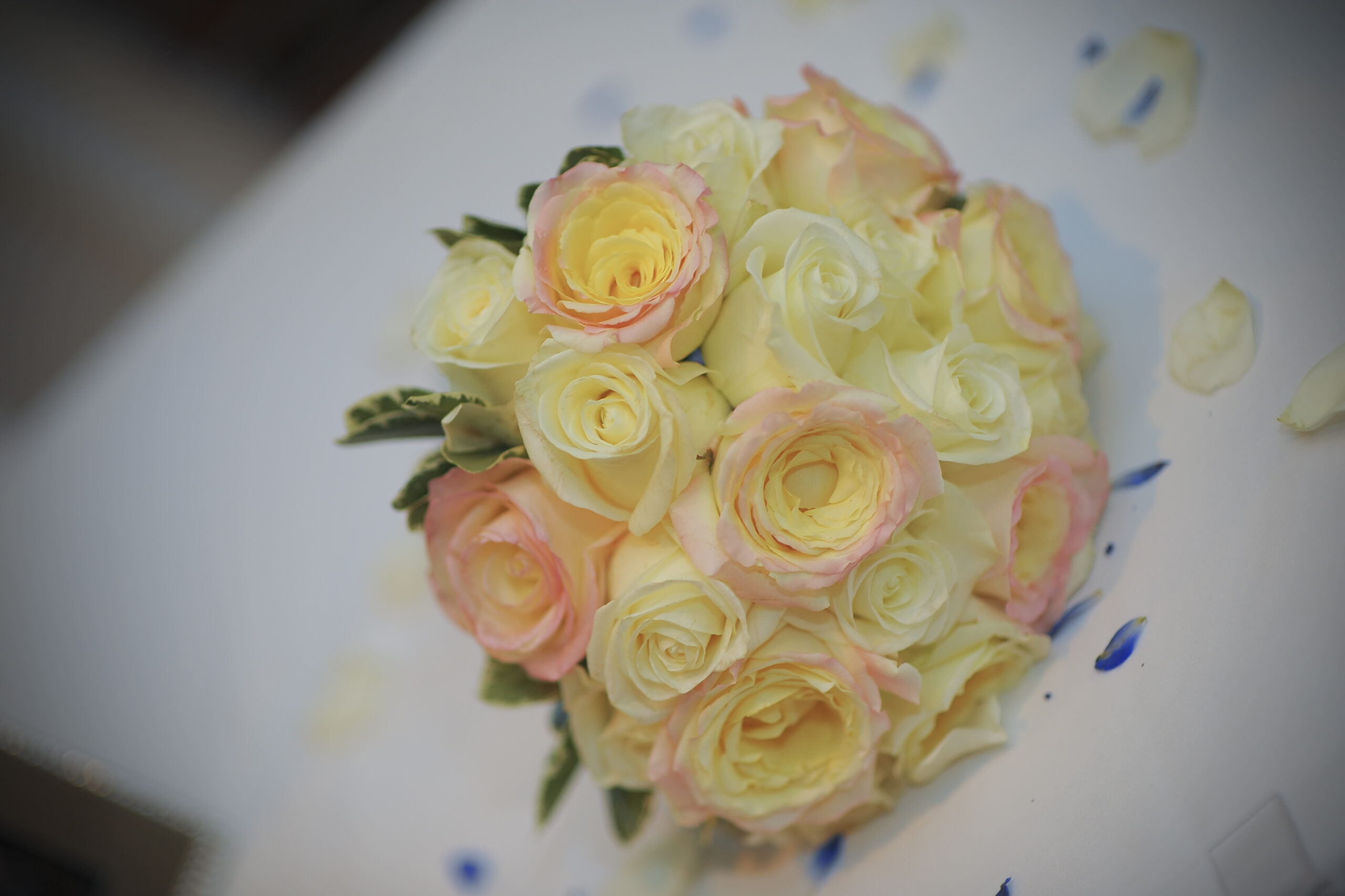 White or Cream Bridal Bouquet: Add Hint of Color